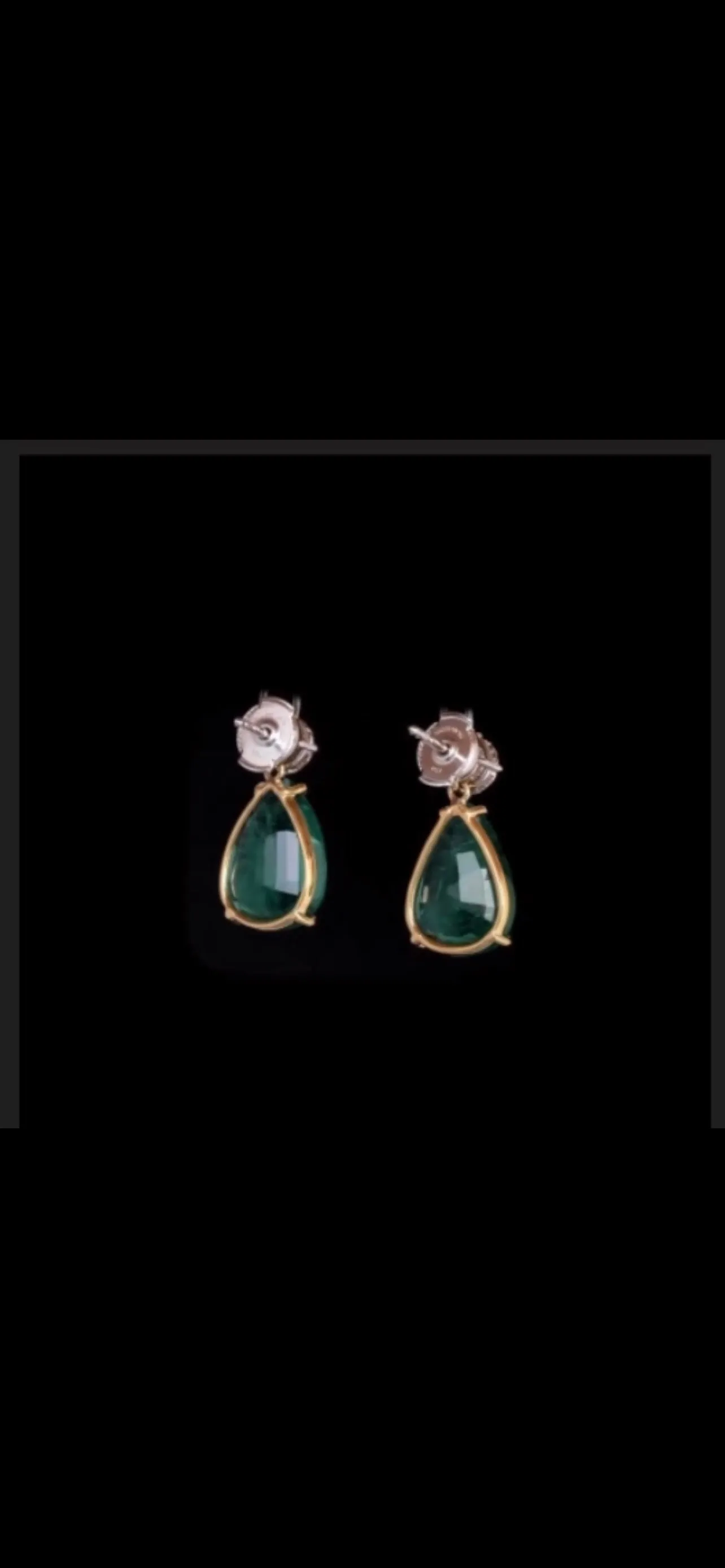 14k White Gold Pear Shape Emerald Earring With Diamond