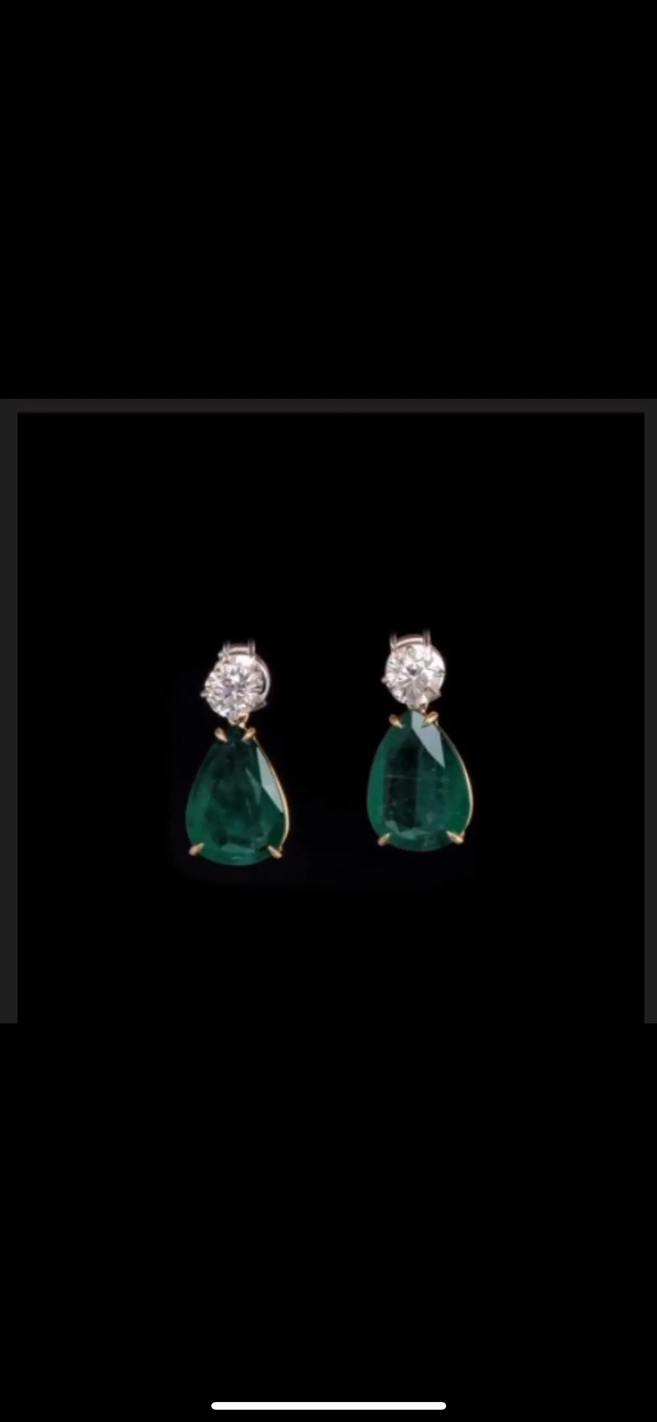 14k White Gold Pear Shape Emerald Earring With Diamond
