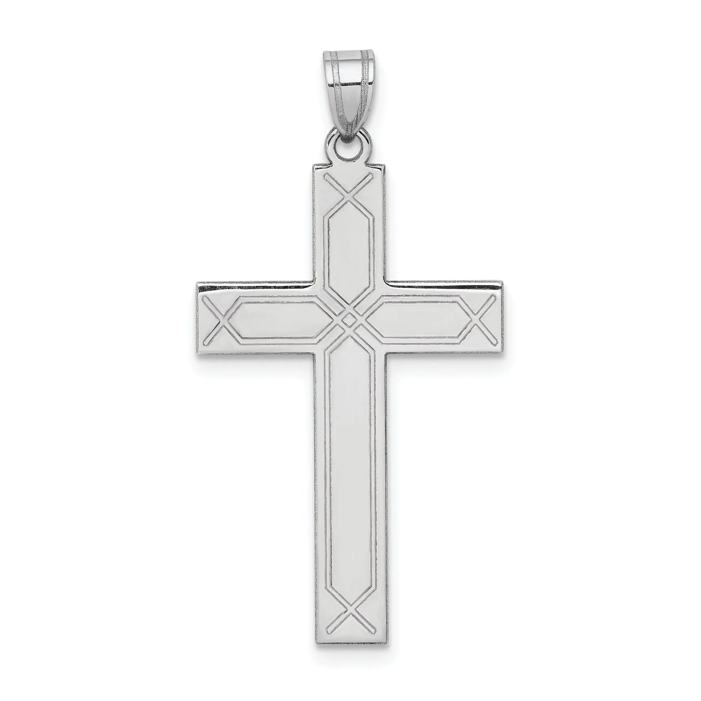 14k White Gold Solid Cross Pendant