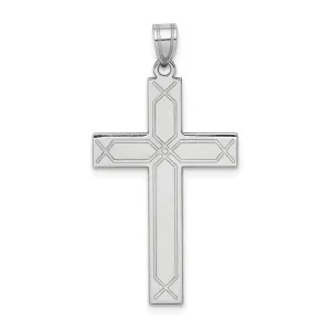 14k White Gold Solid Cross Pendant
