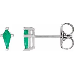 14K White Lab-Grown Emerald Earrings