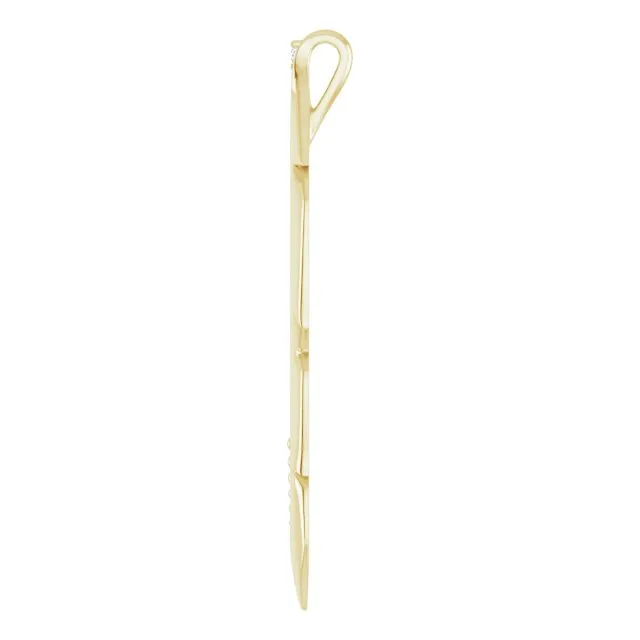 14K Yellow .06 CTW Diamond Feather Pendant