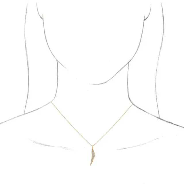 14K Yellow 1/5 CTW Diamond Feather 16-18" Necklace