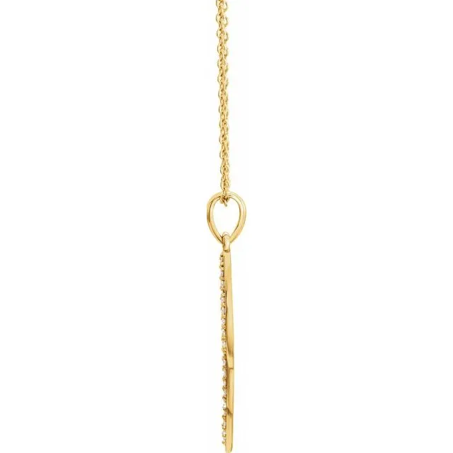 14K Yellow 1/5 CTW Diamond Feather 16-18" Necklace
