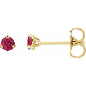 14K Yellow 3 mm Natural Ruby Earrings
