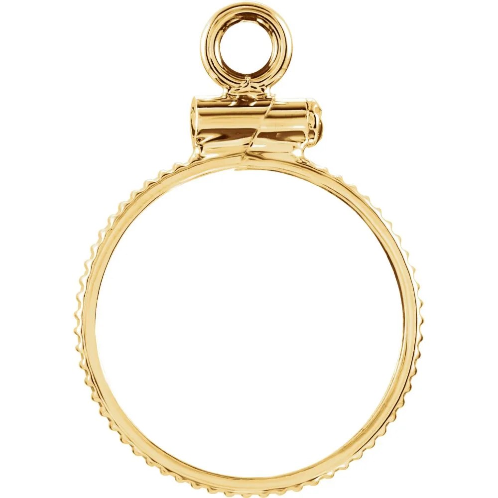 14k Yellow Gold 14.2x.76mm Screw-Top Coin Frame Mounting