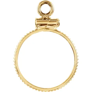 14k Yellow Gold 14.2x.76mm Screw-Top Coin Frame Mounting