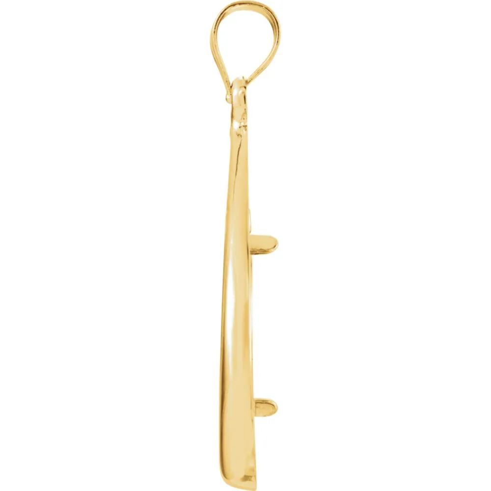 14k Yellow Gold 17.9x1.2mm Coin Frame Teardrop Pendant