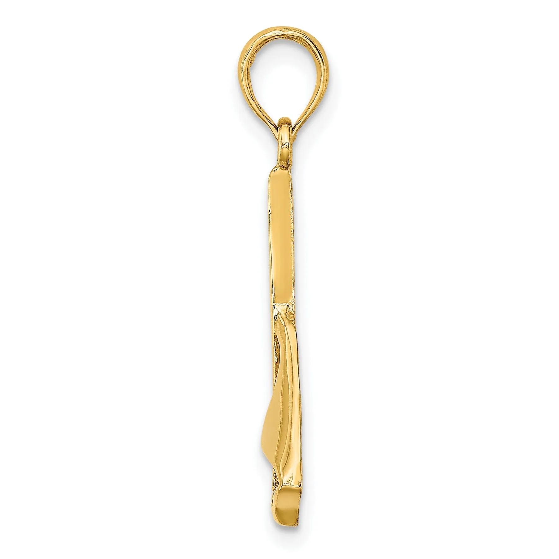 14K Yellow Gold 2-Dimensional Polished Finished Sailboat Charm Pendant