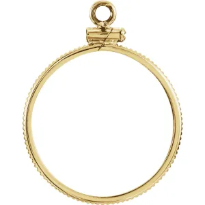 14k Yellow Gold 22.5x1.4mm Screw-Top Coin Frame Mounting
