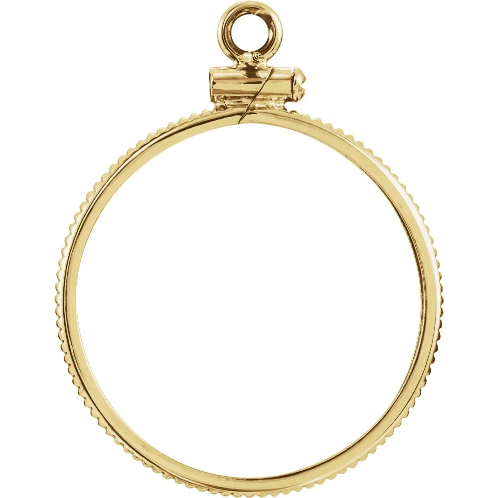 14k Yellow Gold 22.5x1.4mm Screw-Top Coin Frame Mounting