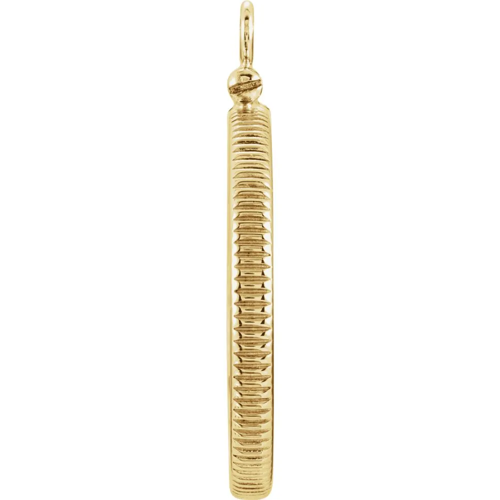 14k Yellow Gold 22.5x1.4mm Screw-Top Coin Frame Mounting