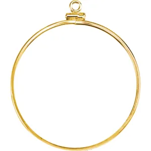 14k Yellow Gold 38.2x2.8mm Coin Edge Screw-Top Frame Mounting for U.S. $1.00 Coin