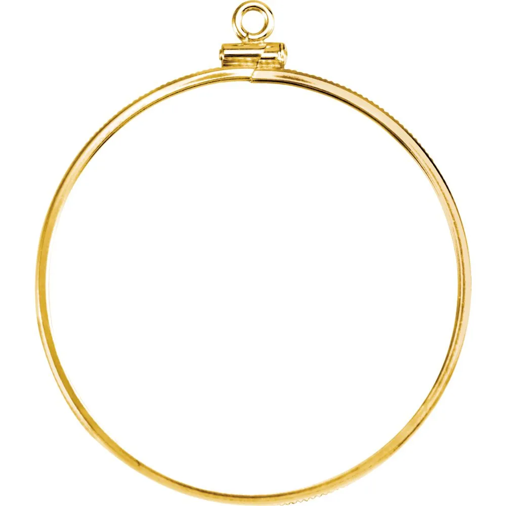 14k Yellow Gold 38.2x2.8mm Coin Edge Screw-Top Frame Mounting for U.S. $1.00 Coin