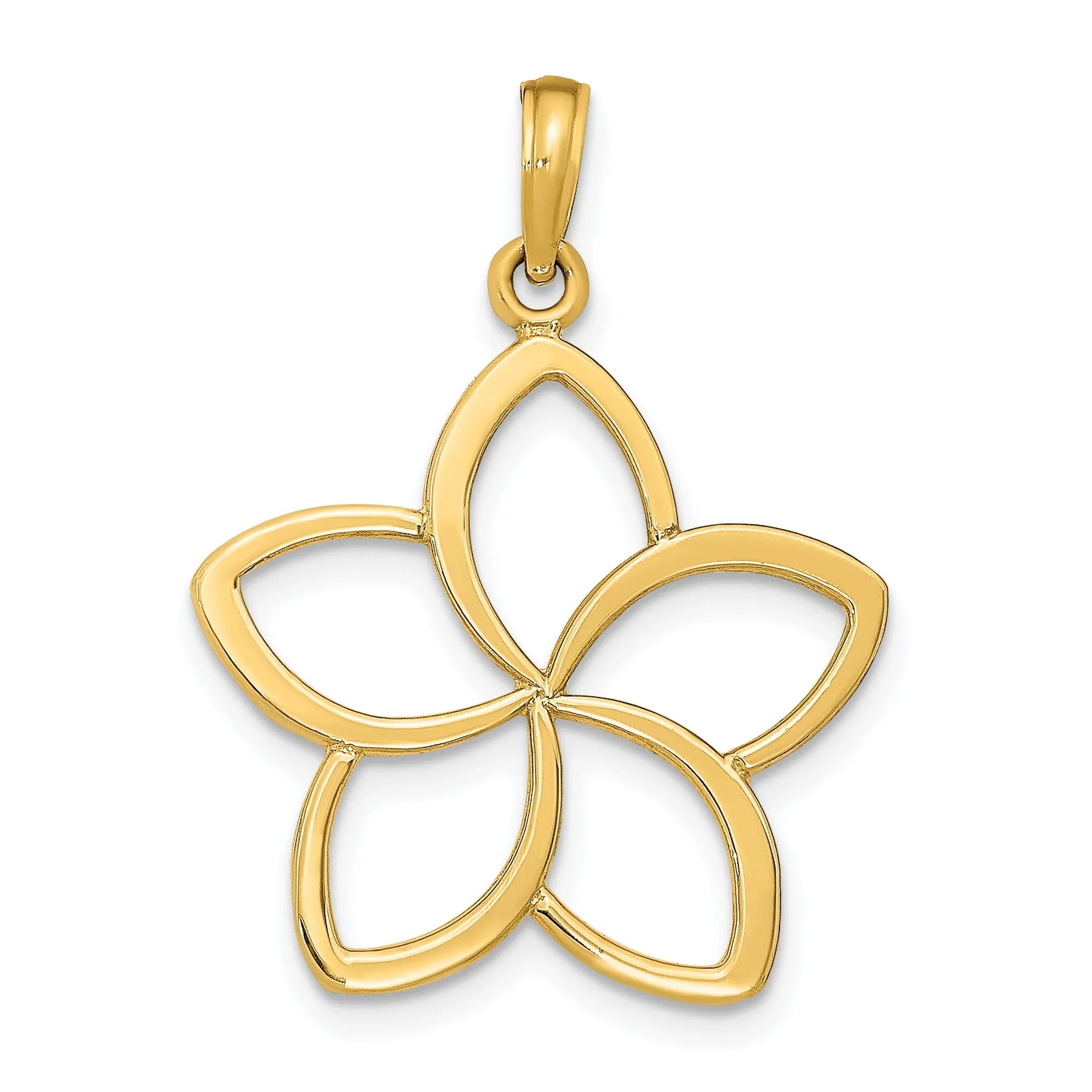 14k Yellow Gold Casted Solid Polished Finish Flat Back Cut Out Flower Charm Pendant