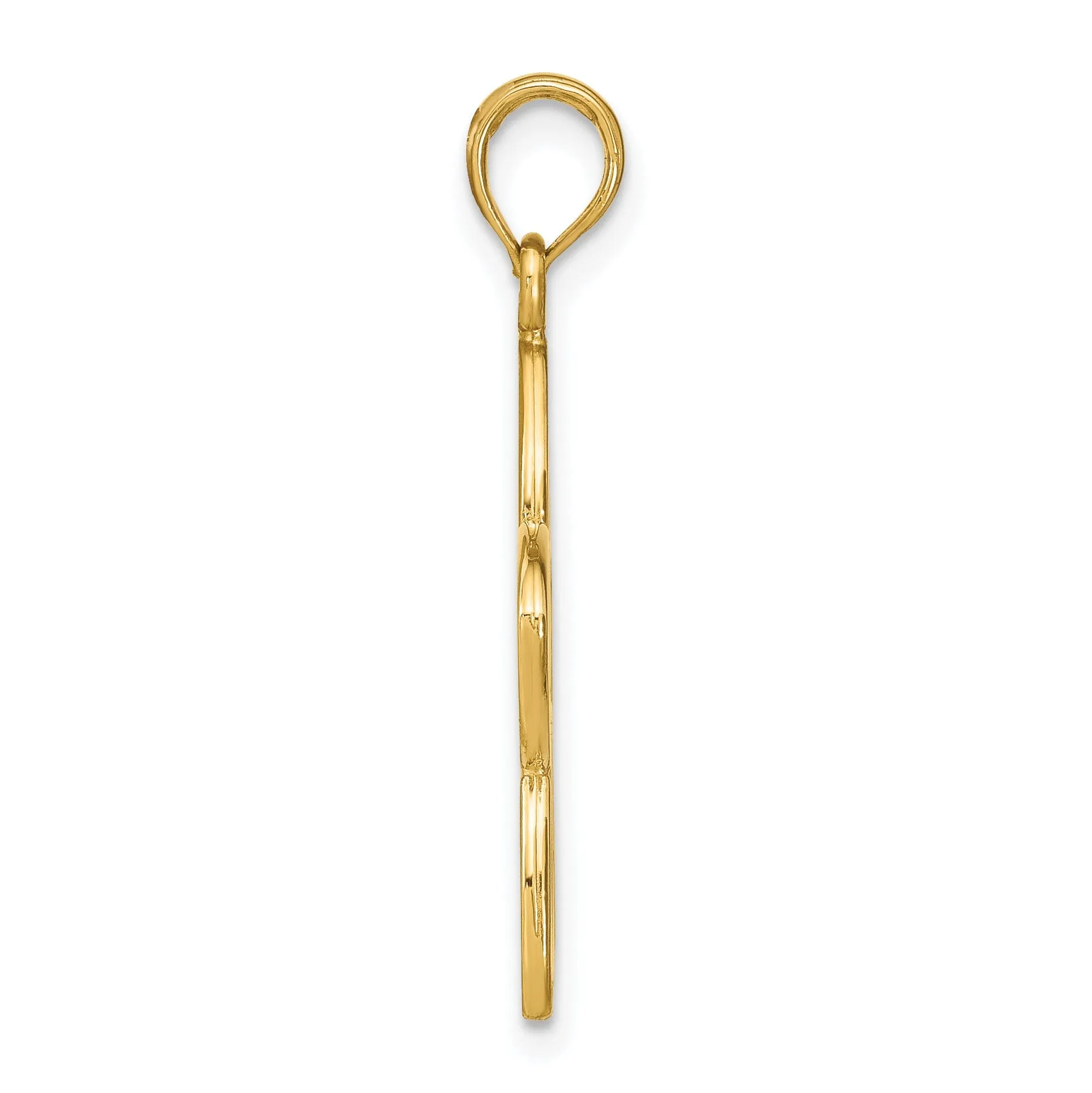 14k Yellow Gold Casted Solid Polished Finish Flat Back Cut Out Flower Charm Pendant