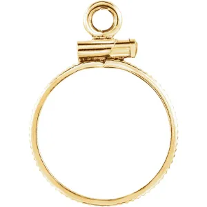 14k Yellow Gold Coin Edge Screw-Top Coin Frame Mounting