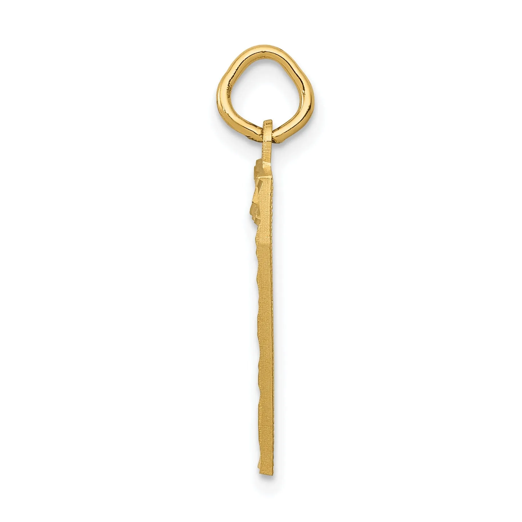 14k Yellow Gold Diamond Cut Texture Finish Large Size Number 7 Charm Pendant