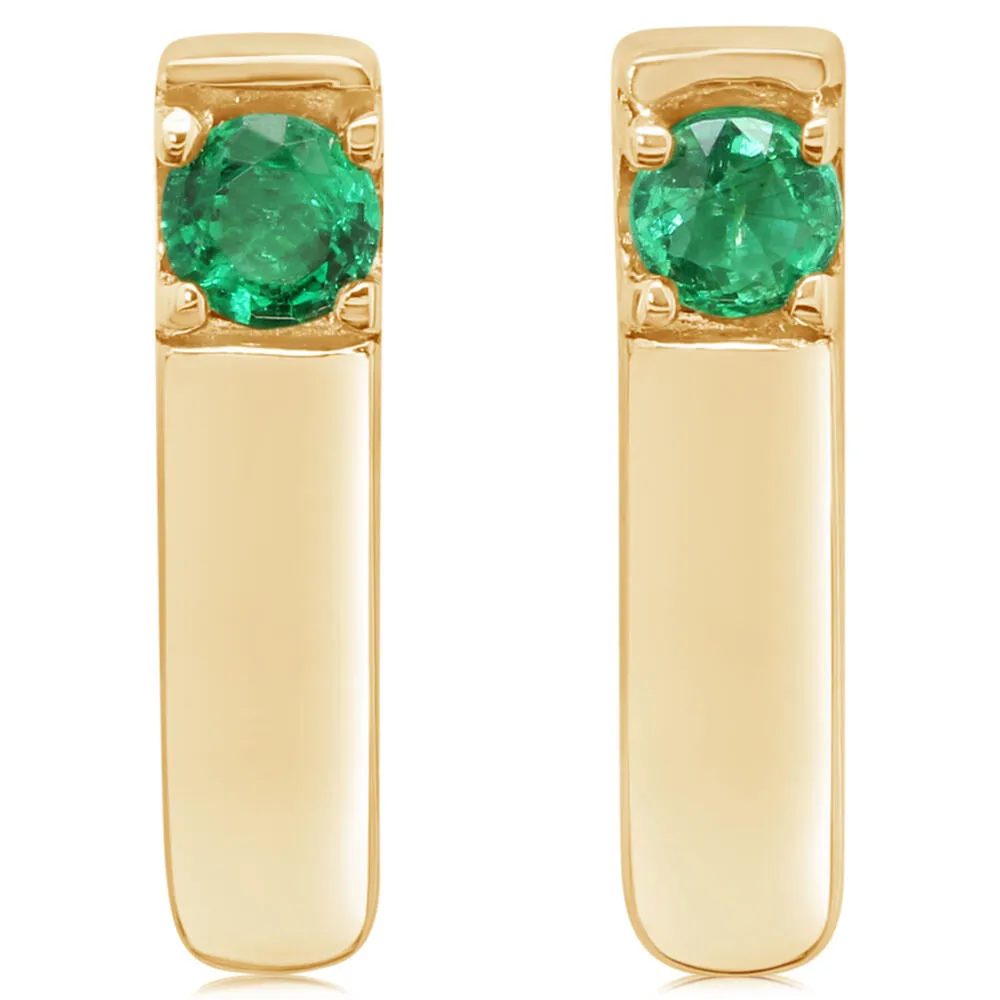 14K Yellow Gold Emerald Earrings