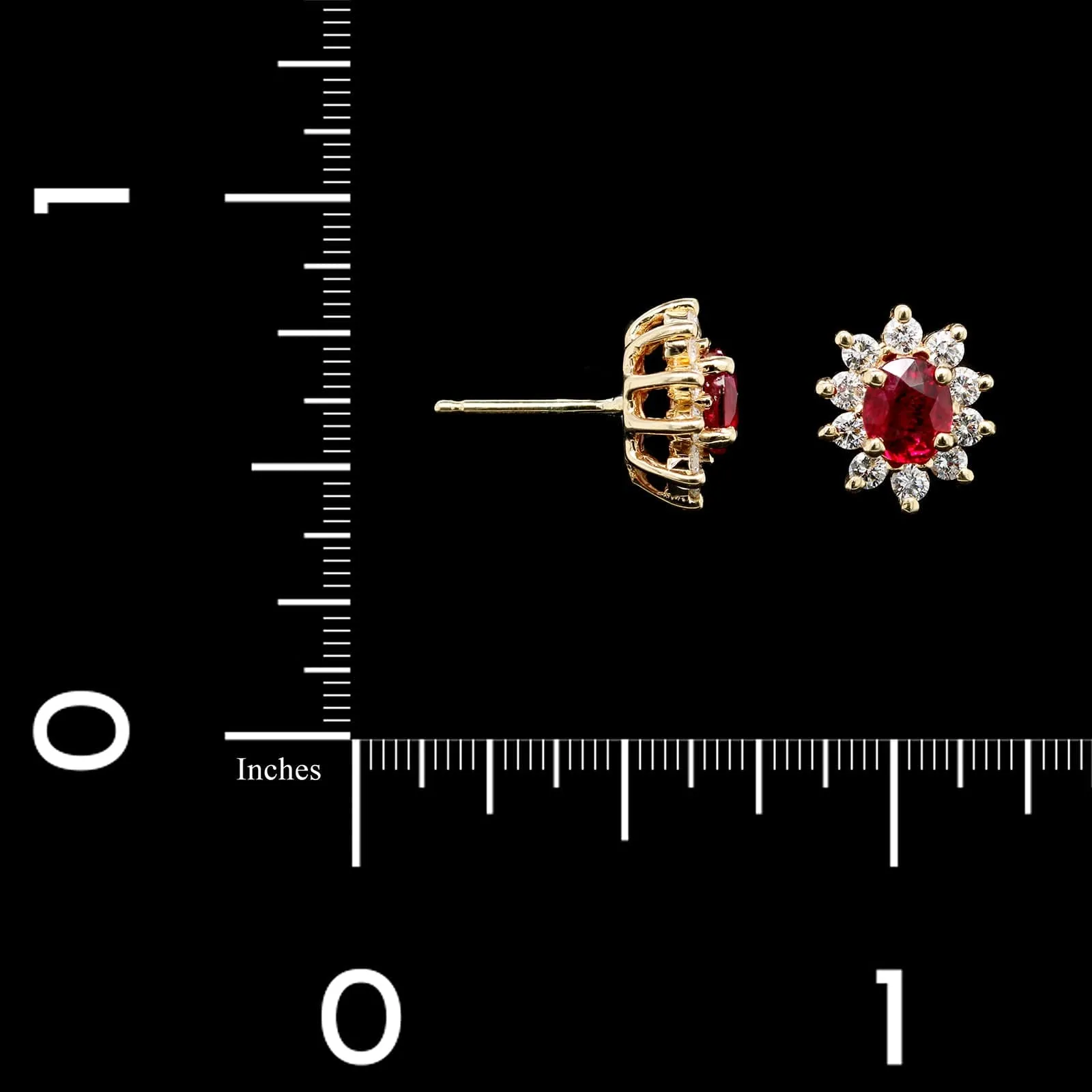 14K Yellow Gold Estate Ruby and Diamond Earrings
