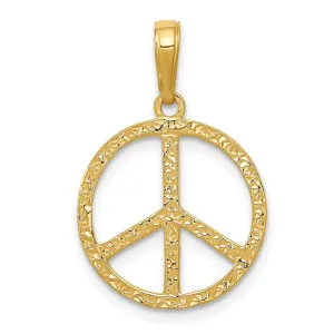 14k Yellow Gold Peace Sign Charm Pendant