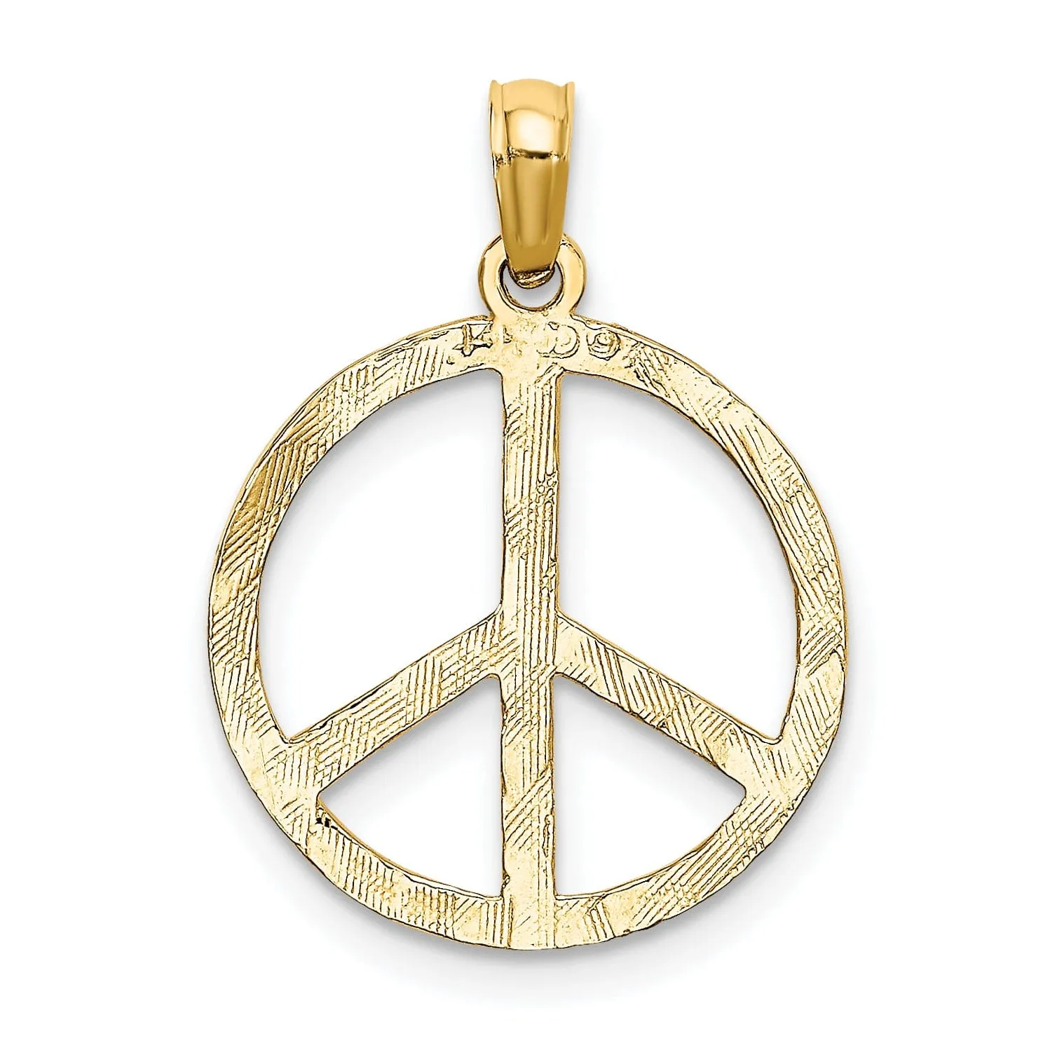 14k Yellow Gold Peace Sign Charm Pendant