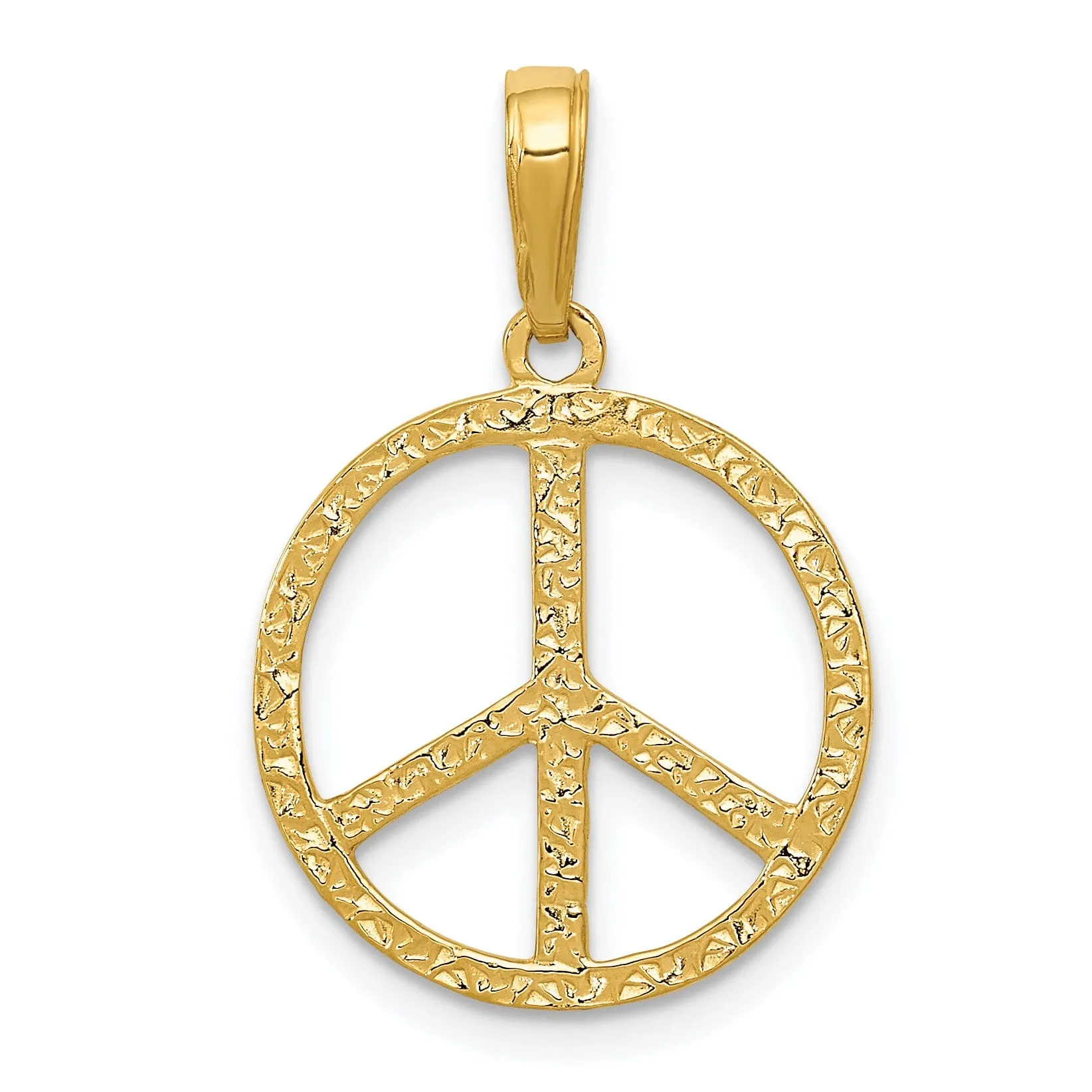 14k Yellow Gold Peace Sign Charm Pendant