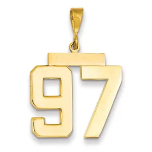 14k Yellow Gold Polished Finish Large Size Number 97 Charm Pendant