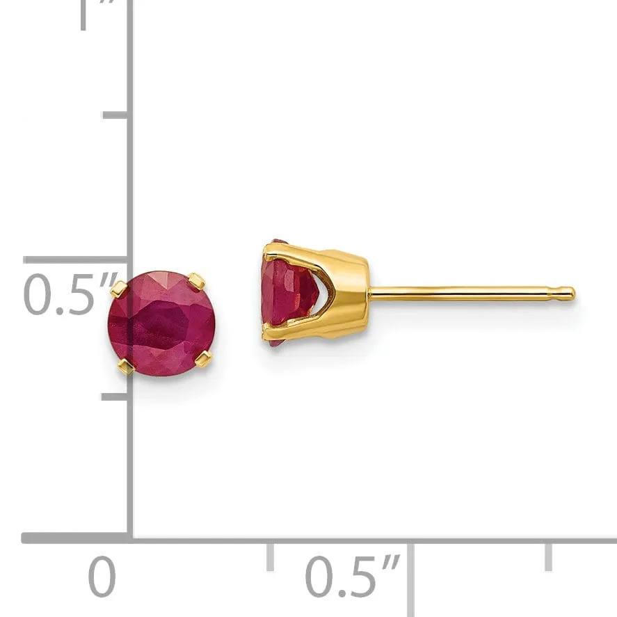 14k Yellow Gold Ruby Birthstone Earrings
