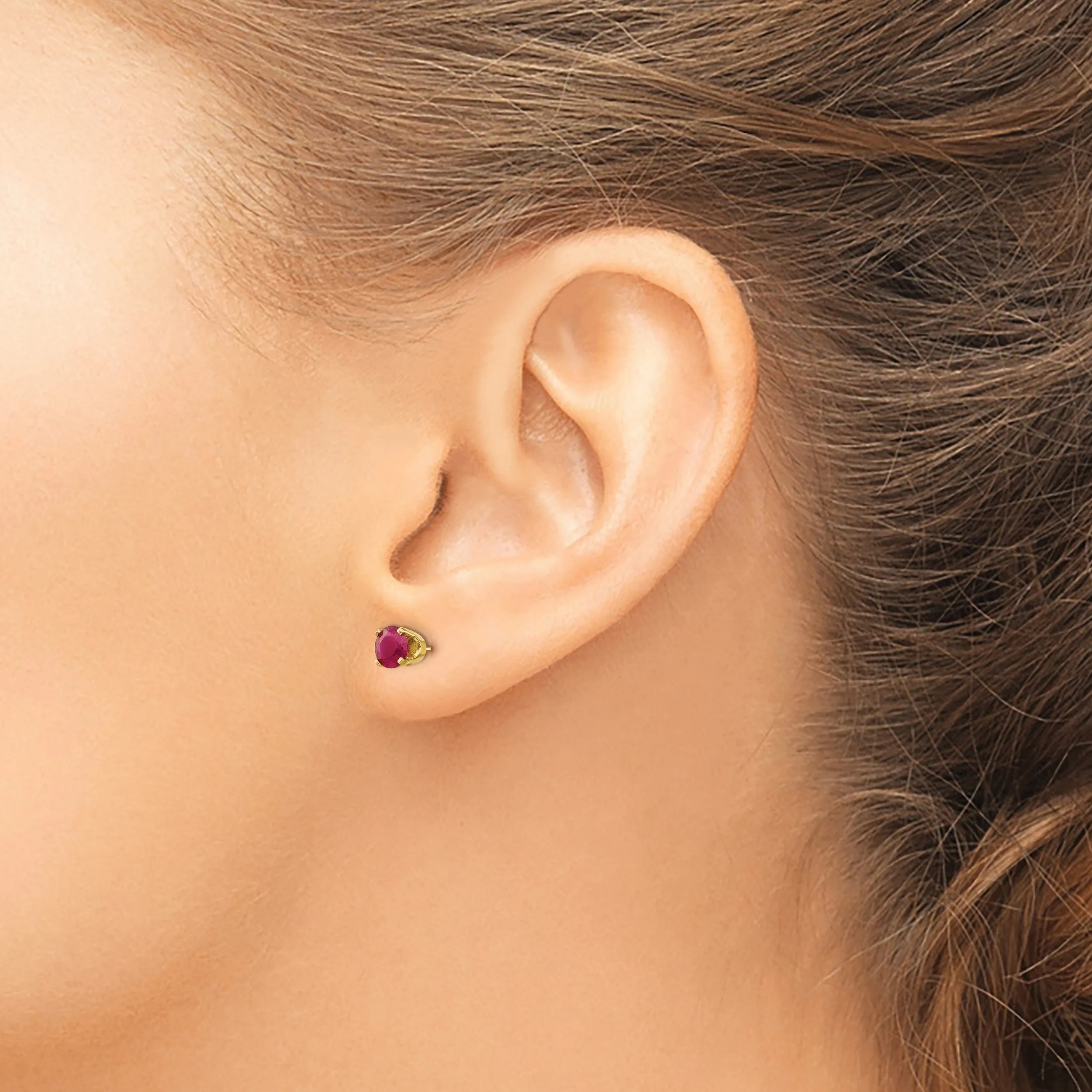 14k Yellow Gold Ruby Birthstone Earrings