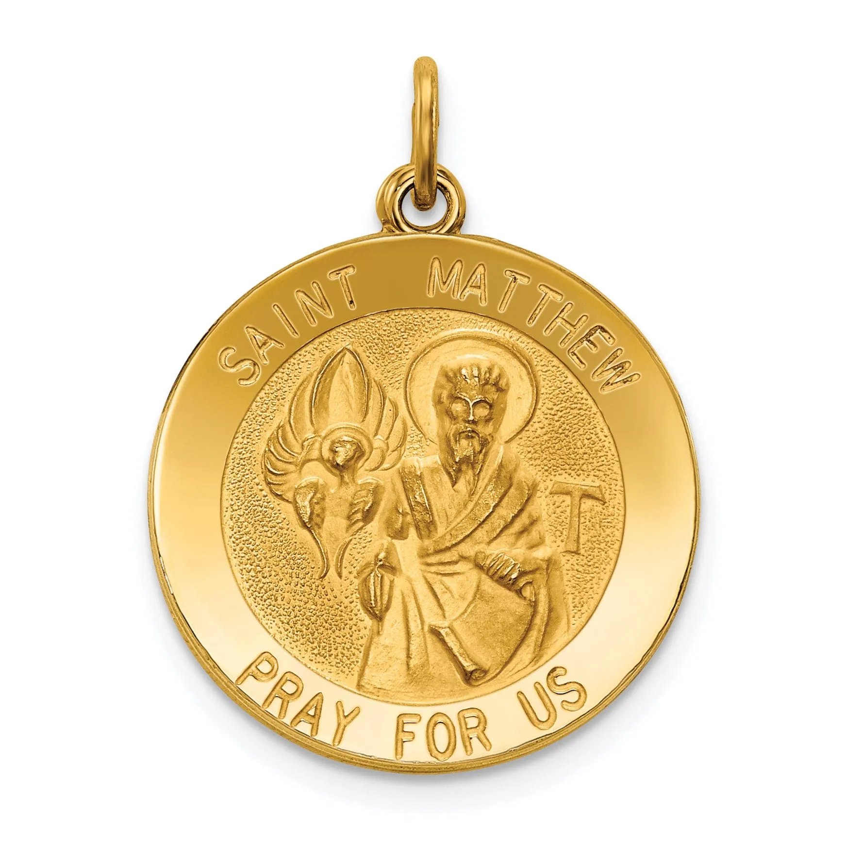 14k Yellow Gold Saint Matthew Medal Pendant