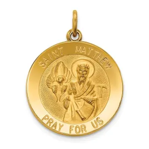 14k Yellow Gold Saint Matthew Medal Pendant