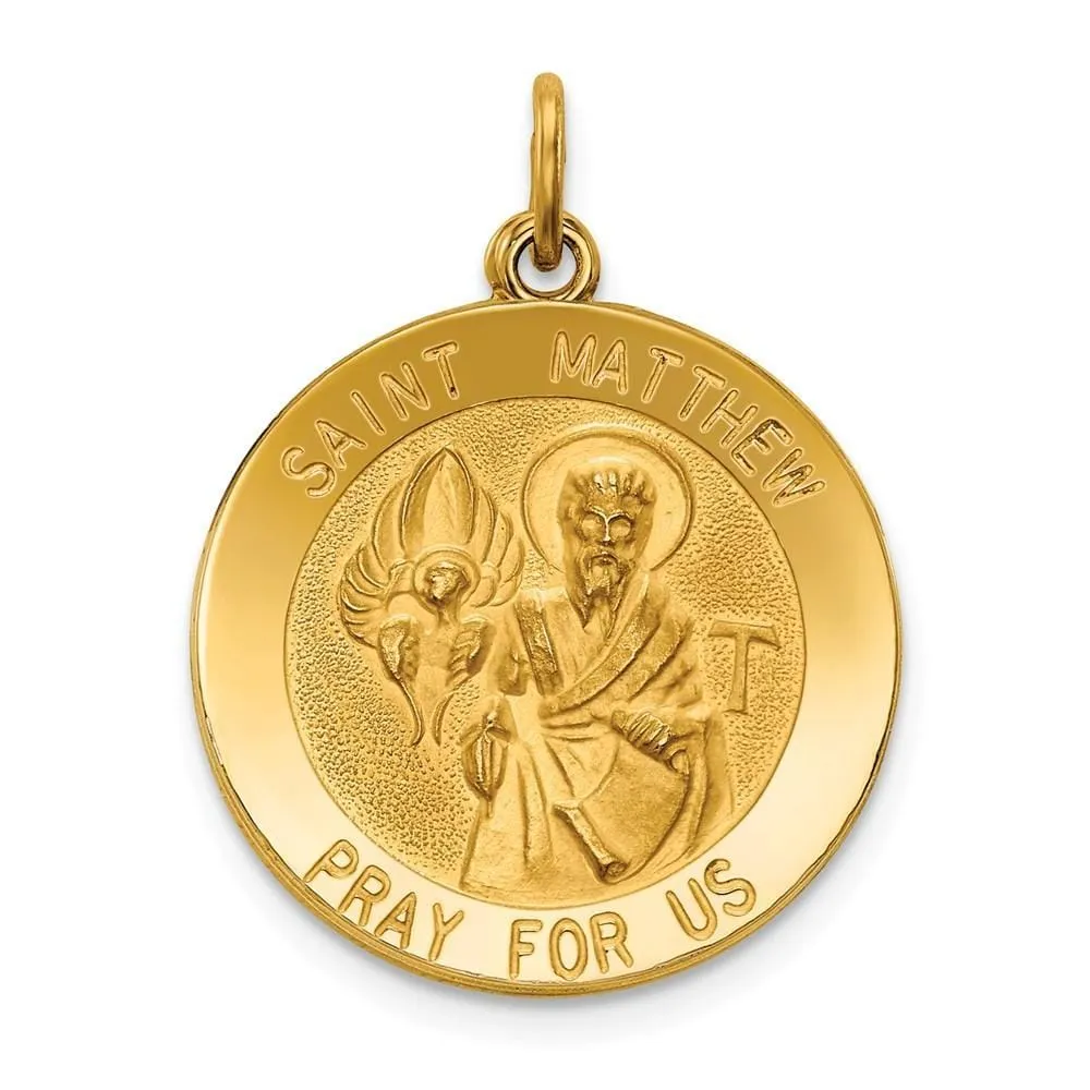 14k Yellow Gold Saint Matthew Medal Pendant