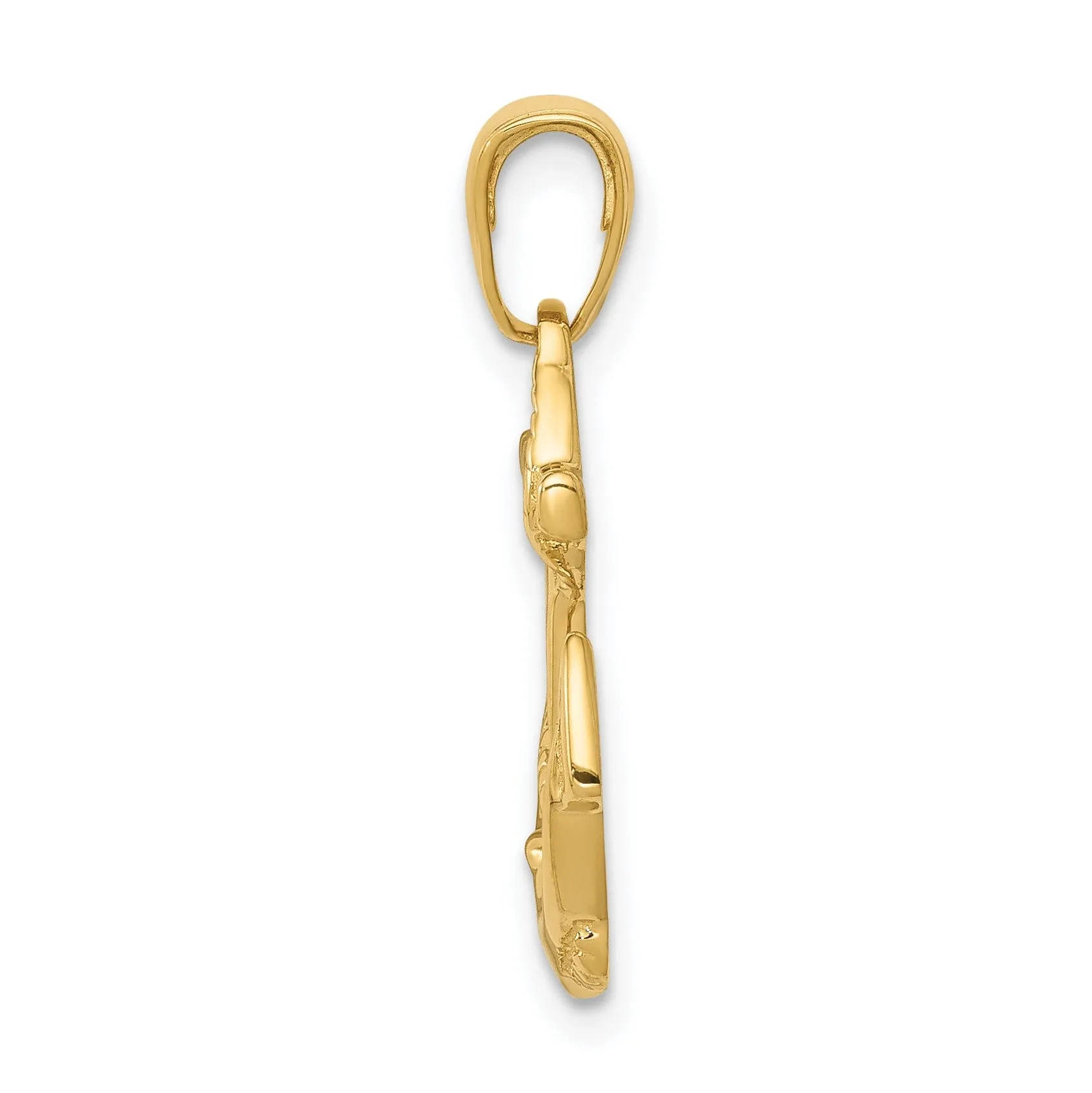 14k Yellow Gold Solid Polished Anchor Pendant