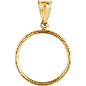 14k Yellow Gold Tab Back Frame Pendant for Canadian 1/4 Ounce Maple Leaf Coin