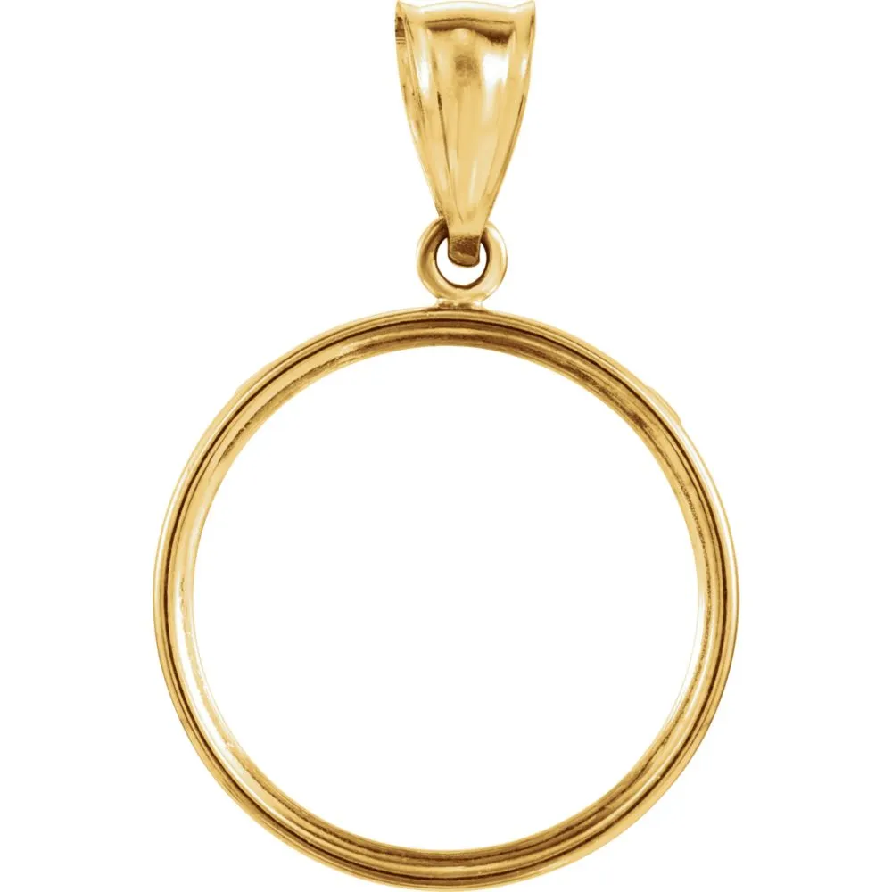 14k Yellow Gold Tab Back Frame Pendant for Canadian 1/4 Ounce Maple Leaf Coin