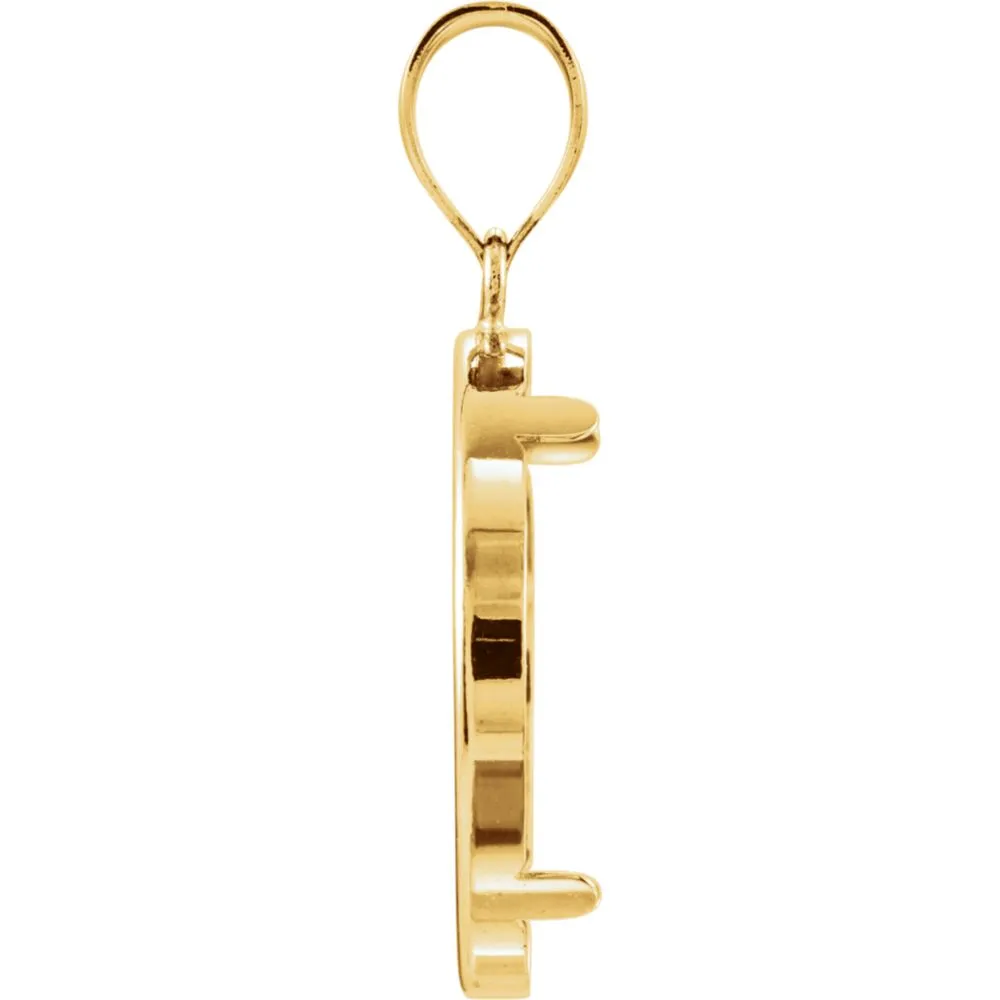 14k Yellow Gold Tab Back Frame Pendant for U.S. $5.00 Coin