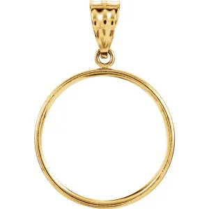 14k Yellow Gold Tab Back Frame Pendant for U.S. $5.00 Coin