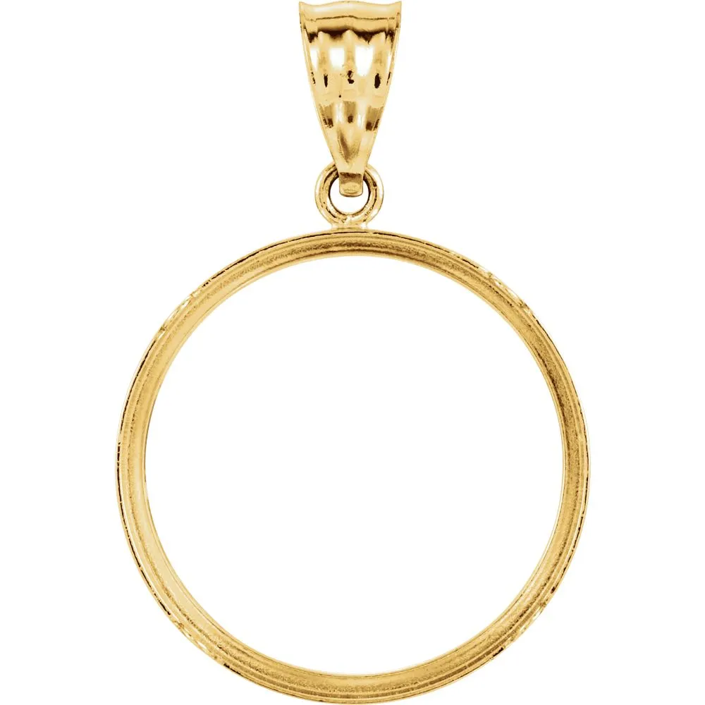 14k Yellow Gold Tab Back Frame Pendant for U.S. $5.00 Coin