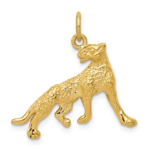 14k Yellow Gold Textured Polished Finish Cheetah Charm Pendant