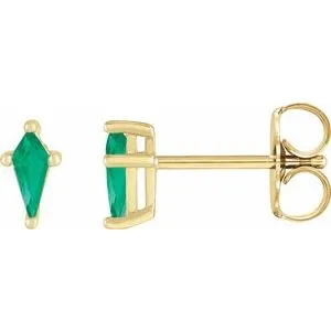 14K Yellow Lab-Grown Emerald Earrings