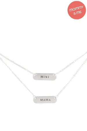 14" "MINI" W/ 16" "MAMA" 2 SET OVAL BAR LAYERED NECKLACE