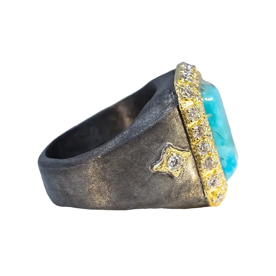 15X9 BLUE TURQUOISE SIGNET RING