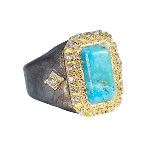15X9 BLUE TURQUOISE SIGNET RING