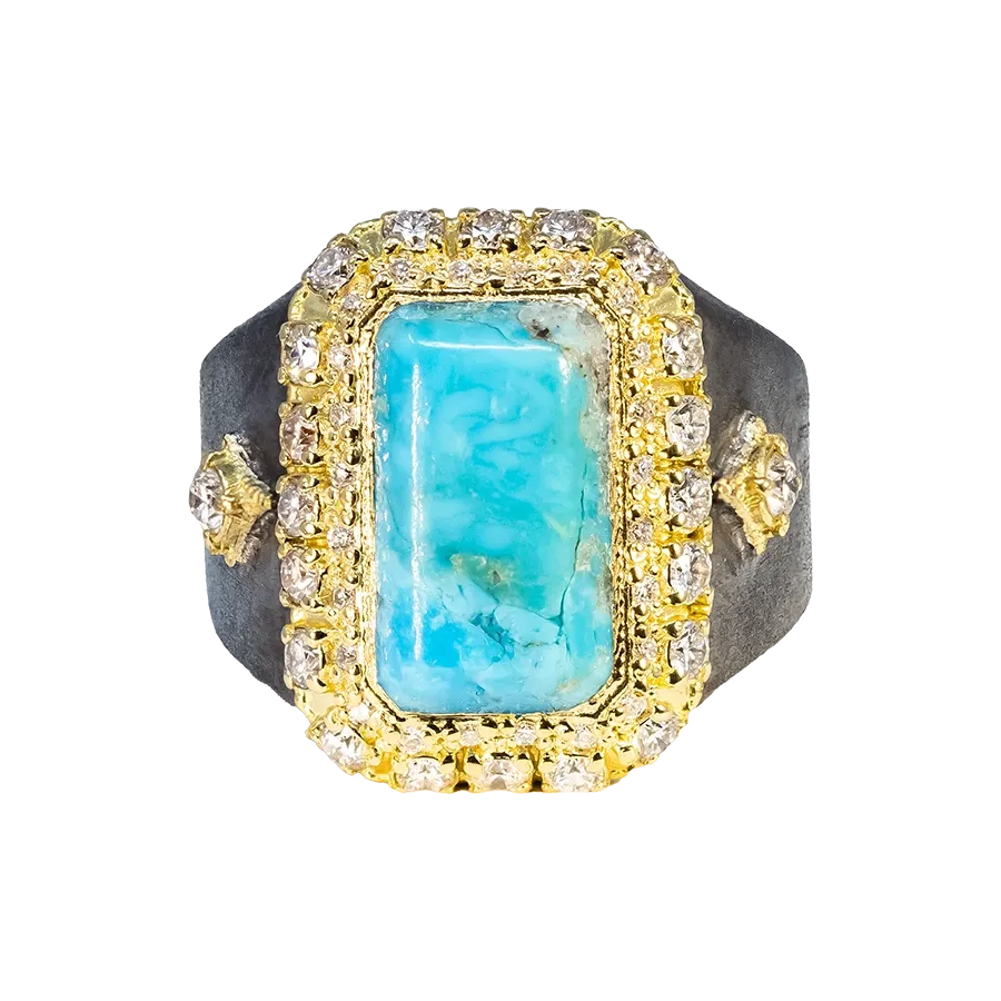 15X9 BLUE TURQUOISE SIGNET RING
