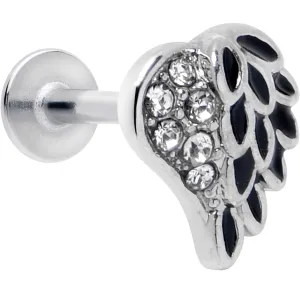 16 Gauge 5/16 Clear Gem Heavenly Heart Angel Wing Black Labret Tragus