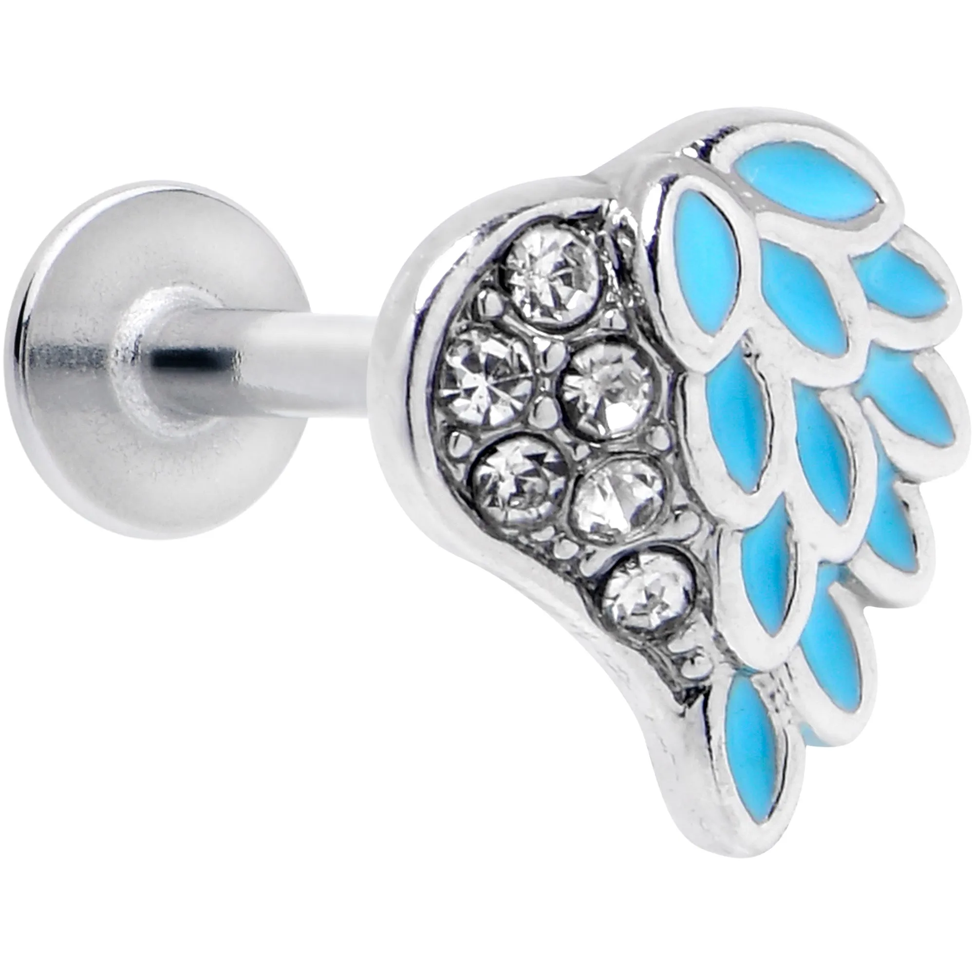 16 Gauge 5/16 Clear Gem Heavenly Heart Angel Wing Blue Labret Tragus