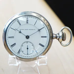 1881 BW Raymond ELGIN Pocket Watch 18s Lever Set Grade 70 Adjusted 15 Jewels 925 Case