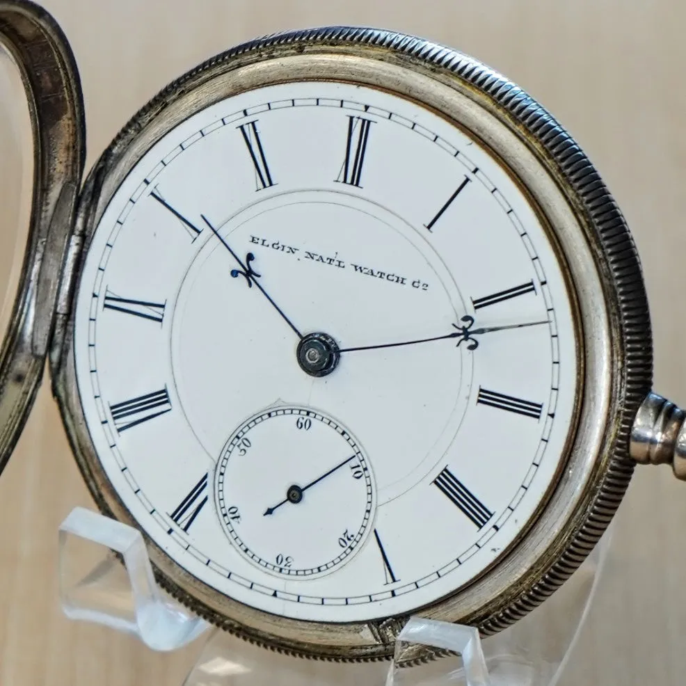 1881 BW Raymond ELGIN Pocket Watch 18s Lever Set Grade 70 Adjusted 15 Jewels 925 Case