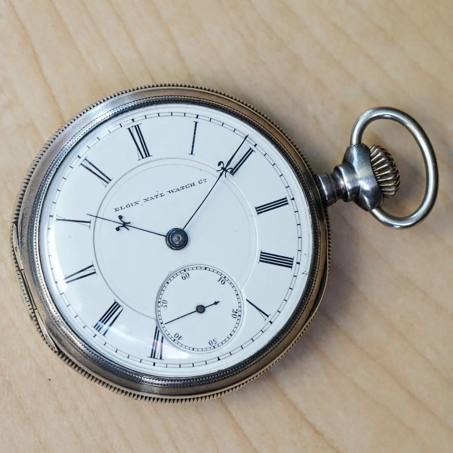 1881 BW Raymond ELGIN Pocket Watch 18s Lever Set Grade 70 Adjusted 15 Jewels 925 Case